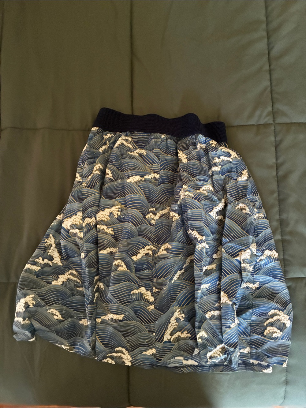 Blue Wave-Print Women's Skirt